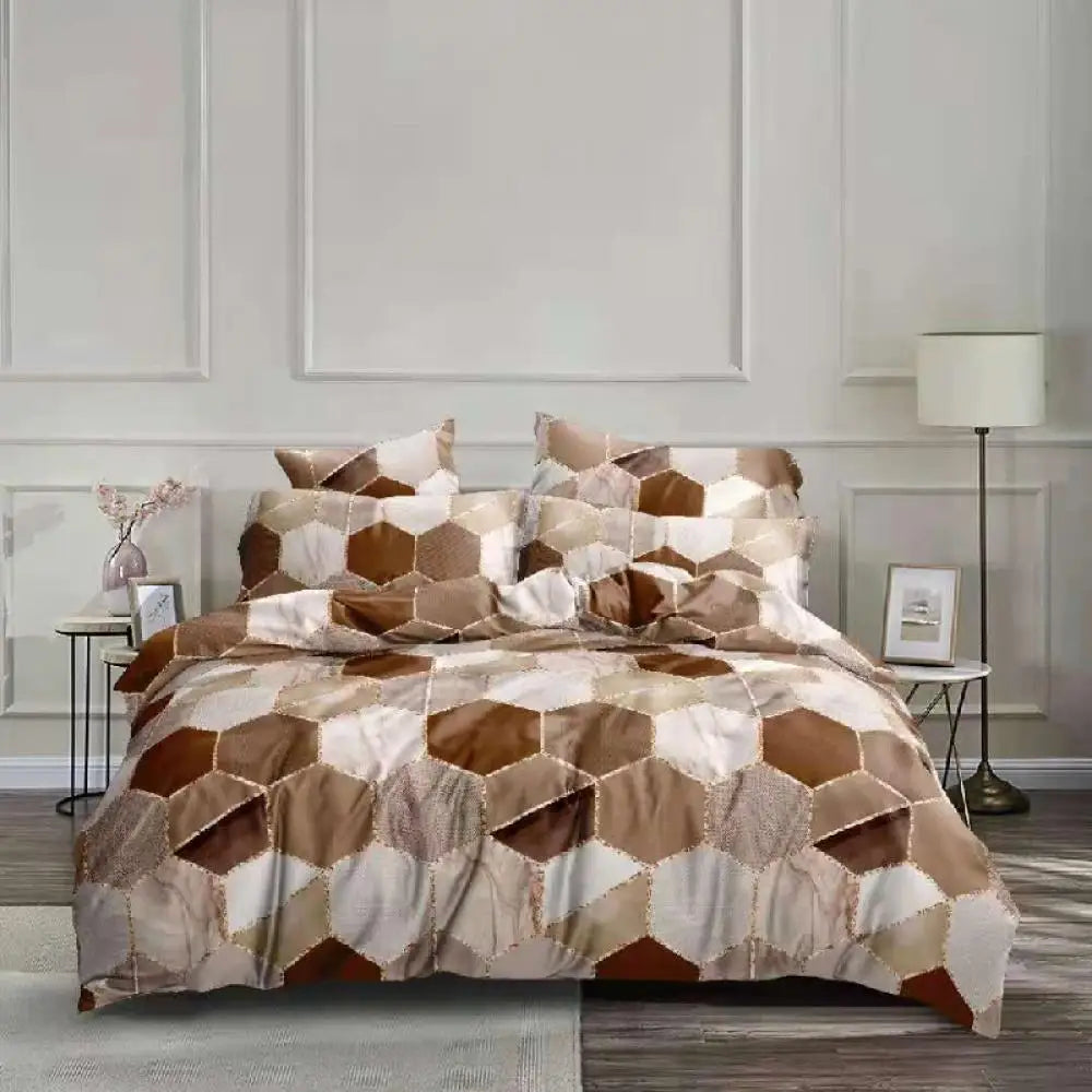 Afralia™ Honeycomb Marble Patterned Bedding Set, Premium Duvet Cover with Pillowcase
