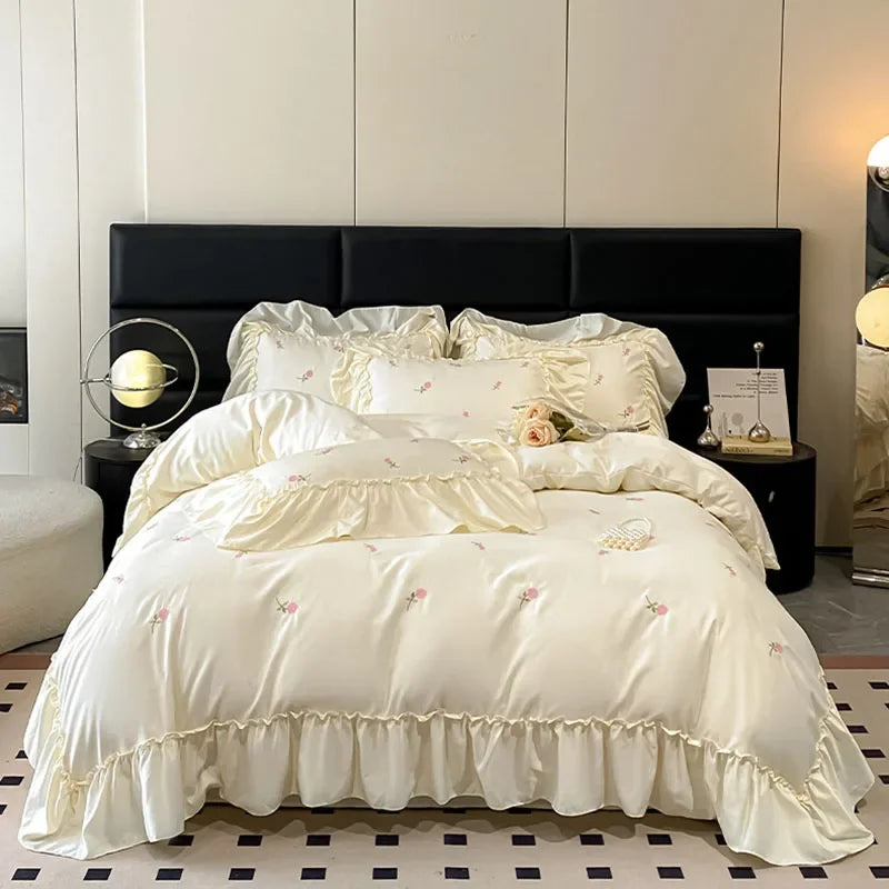 Afralia™ Lace Embroidered Cooling Comforter Cover Set - Silky Cozy Bedding Sets