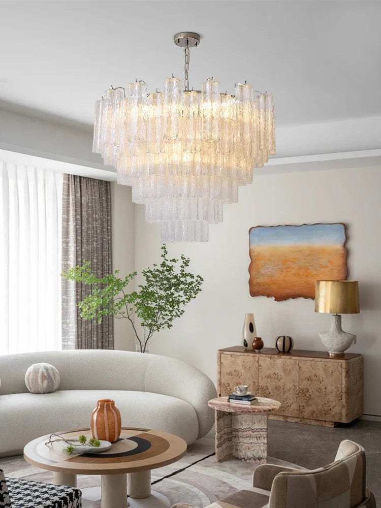 Afralia™ Glass Tube LED Chandelier - Dimmable Hanging Light for Dining Room
