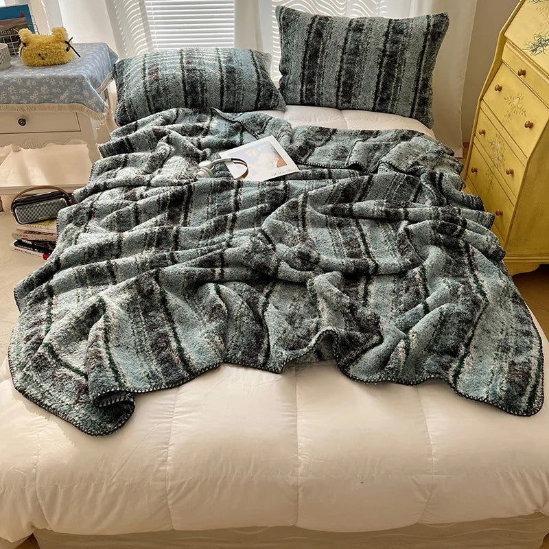 Afralia™ Geometric Printed Half Fleece Sofa Cover: Luxe Bohemian Shawl Blanket for Office Nap