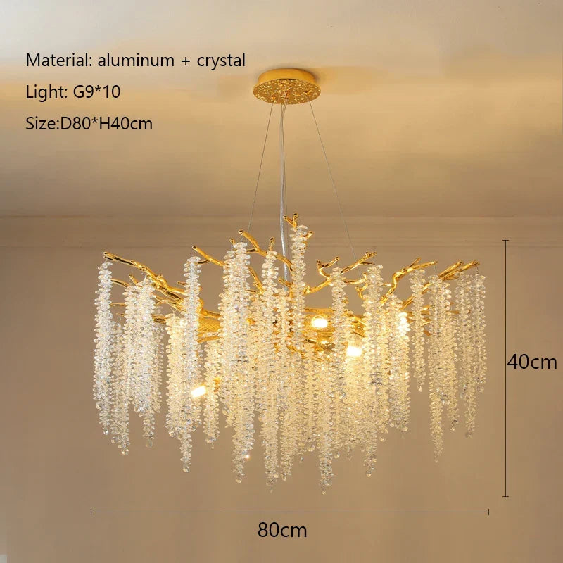 Afralia™ Luxury Crystal Ceiling Chandelier LED Pendant Lamp for Living Dining Bedroom