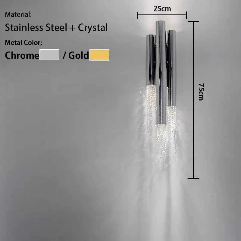 Afralia™ Gold Crystal Chandelier: Modern Luxury Lighting for Living Room, Staircase, Villa.