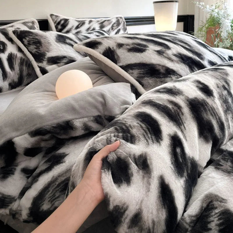 Afralia™ Cozy Rabbit Hair Bed Set, Queen Size Comforter for Winter Luxury Comfort
