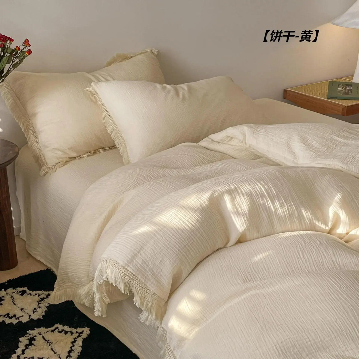 Afralia™ Luxury Retro Cotton Tassel Bedding Set for Queen King Comforter Cover
