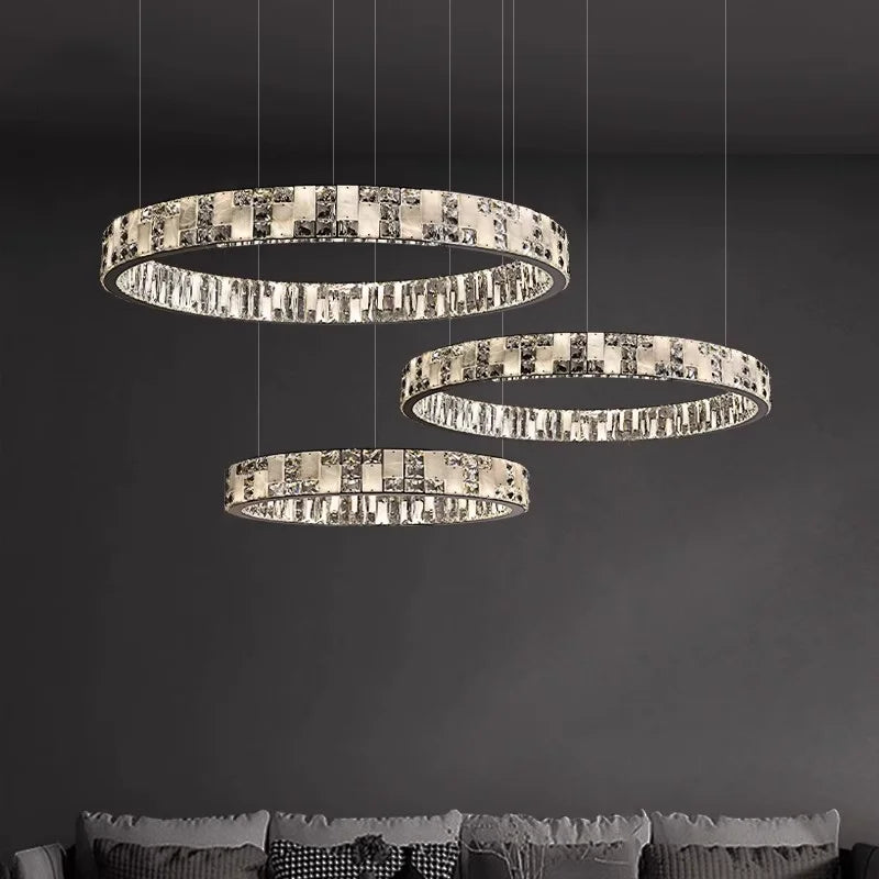 Afralia™ Black Acrylic and Crystal Chandelier for Living Room Decor