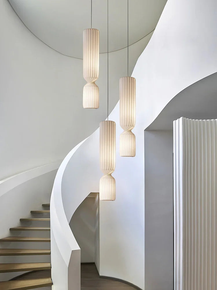 Afralia™ Modern White Fabric Shade LED Pendant Light for Dining Room Decor