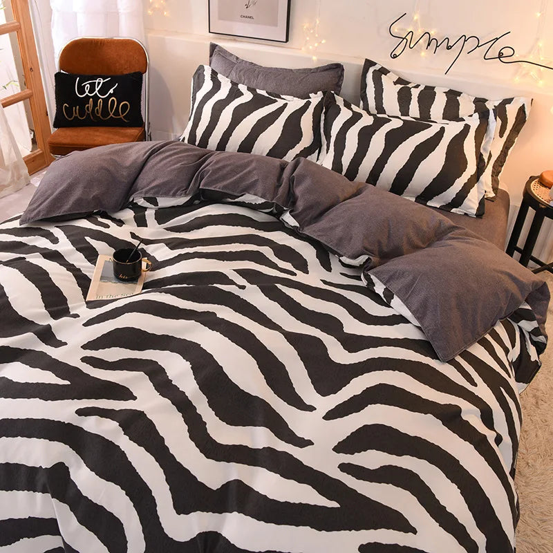 Afralia™ Cartoon Print Bedding Set: Breathable Duvet Cover, Bed Sheet, Pillowcases - Double & Single Sizes