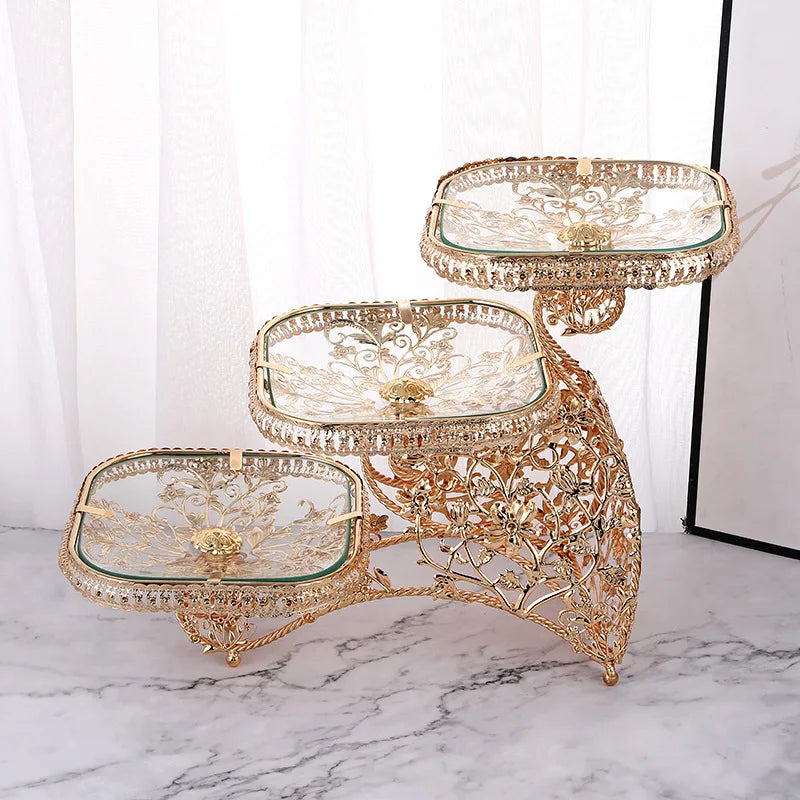 Afralia™ Square Glass Multi-Layer Fruit Tray - Elegant Light Luxury Decor