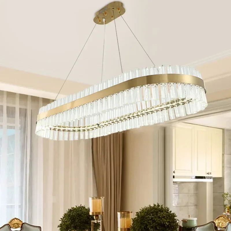 Afralia™ Luxury Gold Round LED Chandelier Contemporary Pendant Light