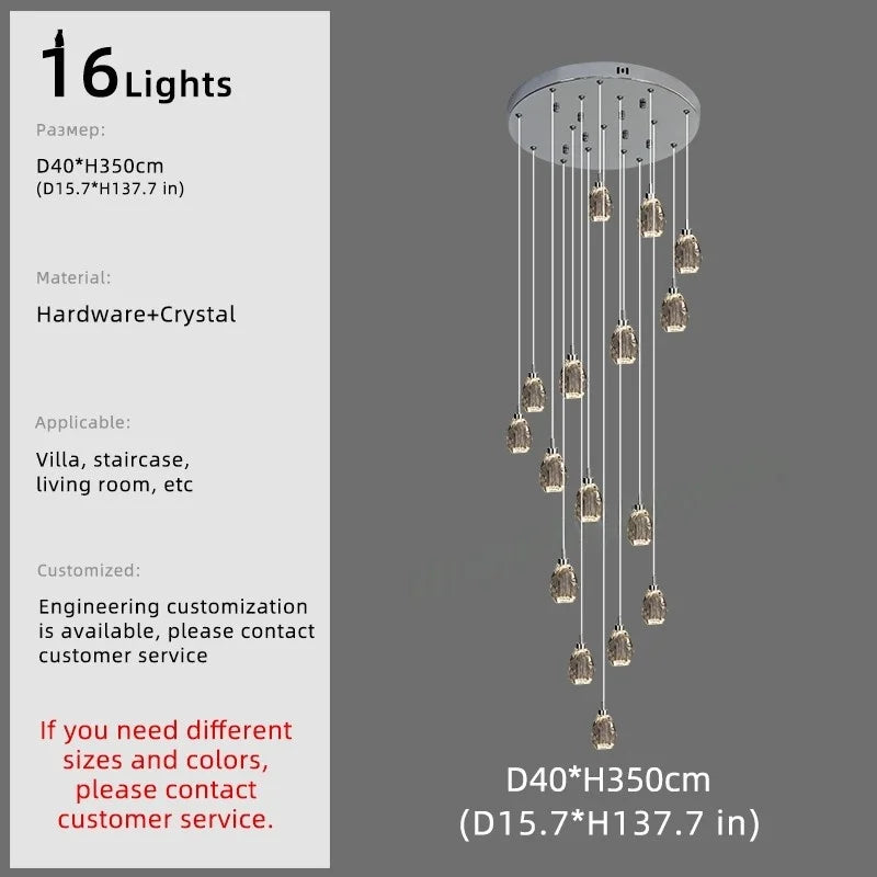 Afralia™ Crystal Chandelier Pendant Light for Modern Staircase & High Ceilings