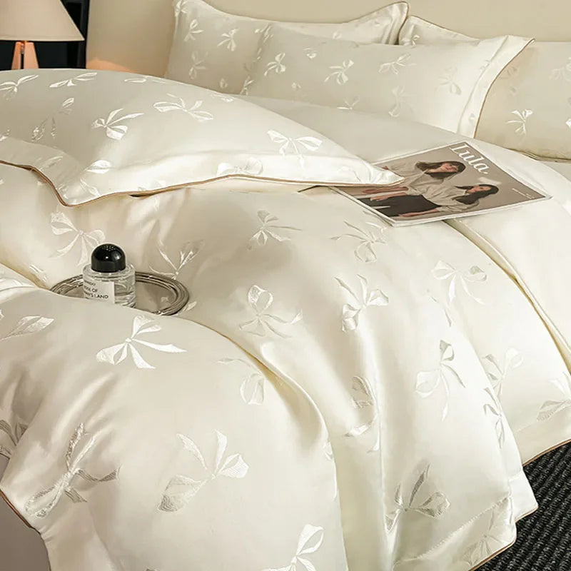 Afralia™ Silky Jacquard Satin Bedding Set for King, Twin, Queen - High-End Soft Bedclothes