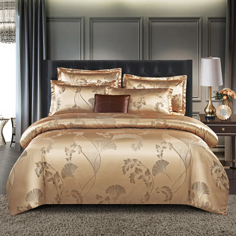 Afralia™ Jacquard Satin Summer Bedding Set - Elegant & Skin Friendly Duvet Cover - Single/Double Size