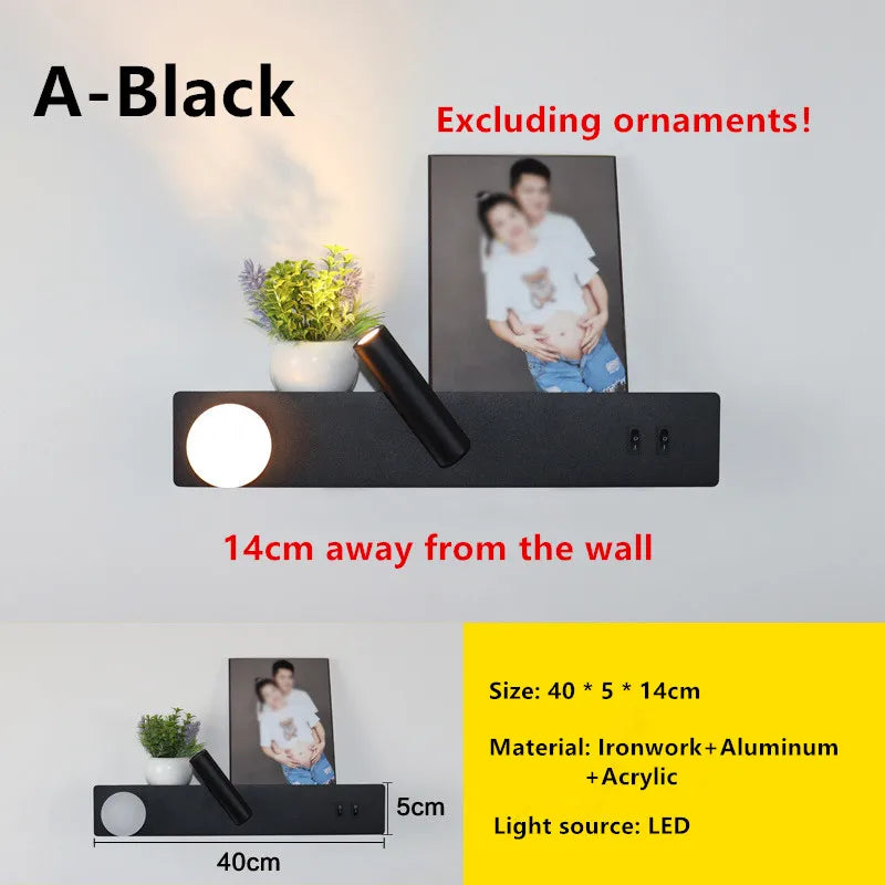 Afralia™ Black Rotatable Wall Lamp with Switch | High-End Modern Minimalist Bedroom & Living Room Lighting