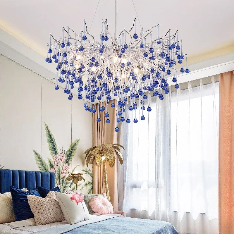 Afralia™ Chrome Crystal Chandelier for Bedroom and Living Room