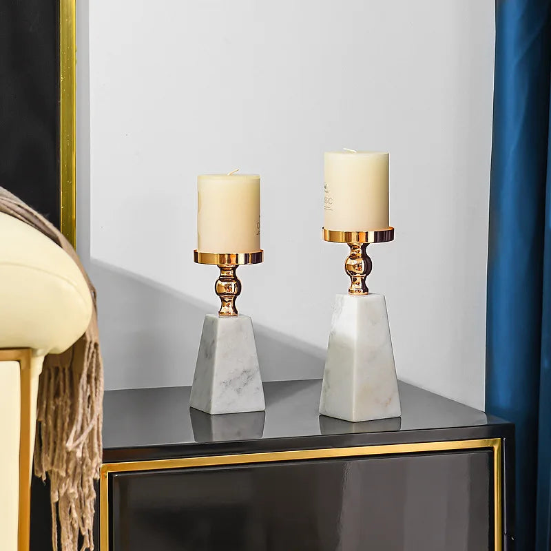 Afralia™ Marble & Metal Candle Holders: Elegant Centerpieces for Wedding, Christmas, Home Decor