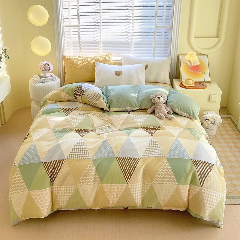 Afralia™ Nordic Plaid Cotton Duvet Cover for All Seasons - Single/Double Bed