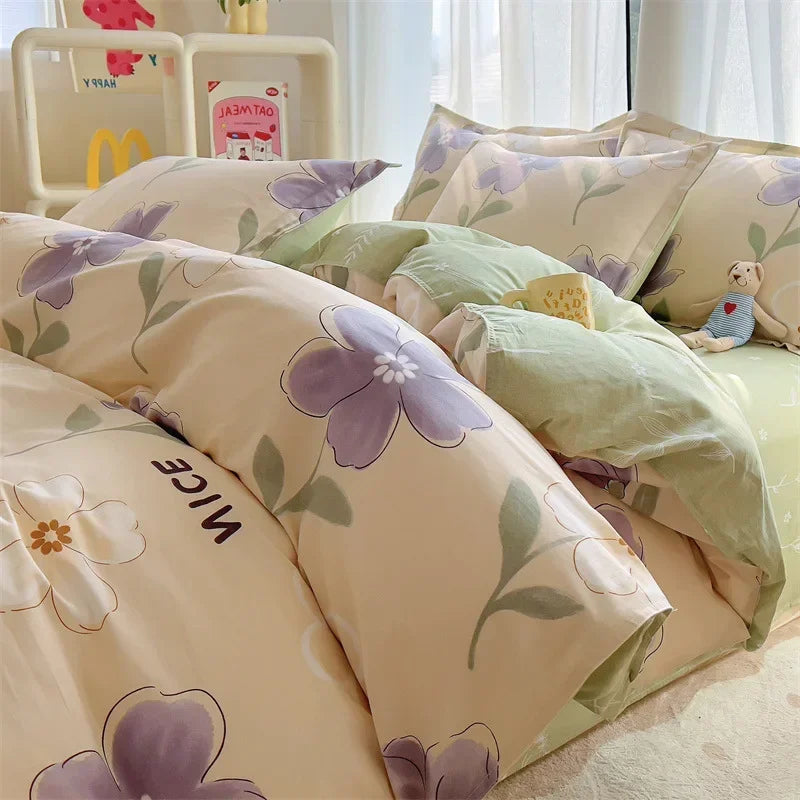 Afralia™ Small Floral Cotton Bedding Set for Soft Skin-Friendly Duvet Cover Sets