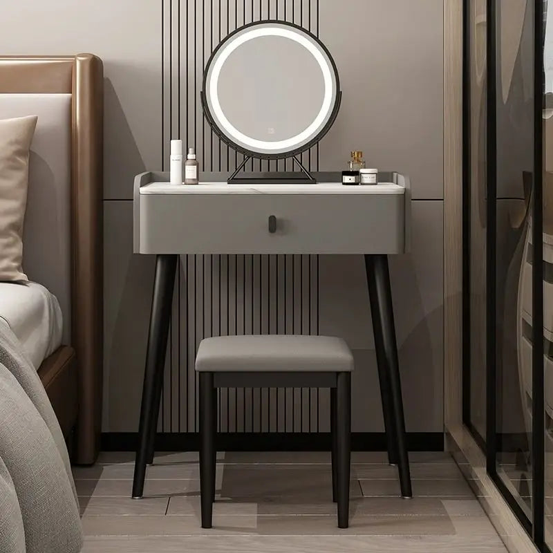 Afralia™ Modern Luxury Dressing Table Desk for Women - Nordic Style Organizer Desk Mirror