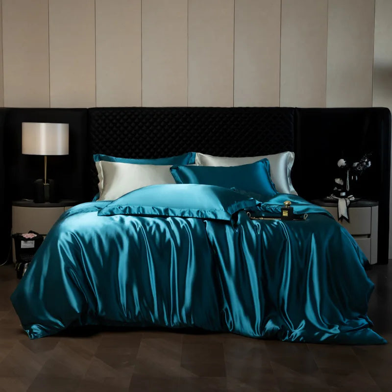 Afralia™ Silk Bedding Set: Smooth 100% Silk Comforter Cover Sets for Full Twin King Queen