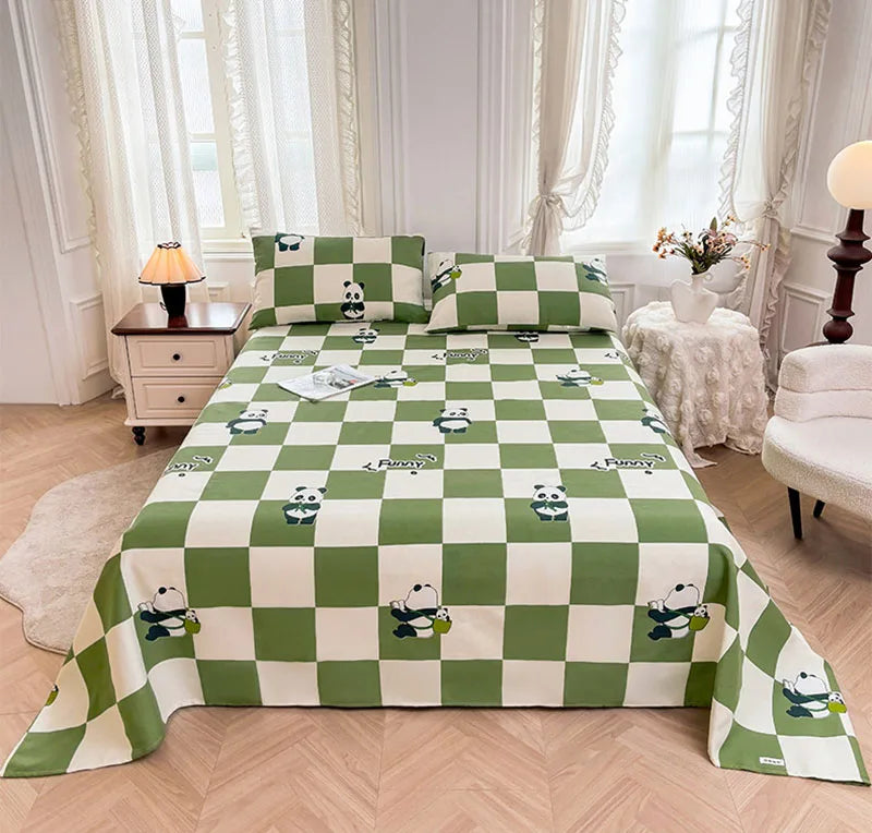 Afralia™ Cartoon Printed Cotton Bedspread | Queen King | Durable Coarse Cloth | All Seasons