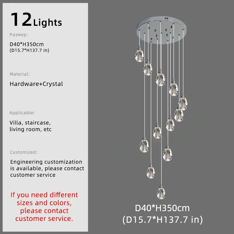 Afralia™ Crystal Chandelier Pendant Light for Modern Staircase & High Ceilings
