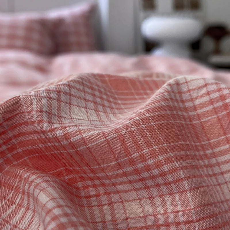 Afralia™ Soft Grid Print Bedding Set for King Queen Double Size Beds