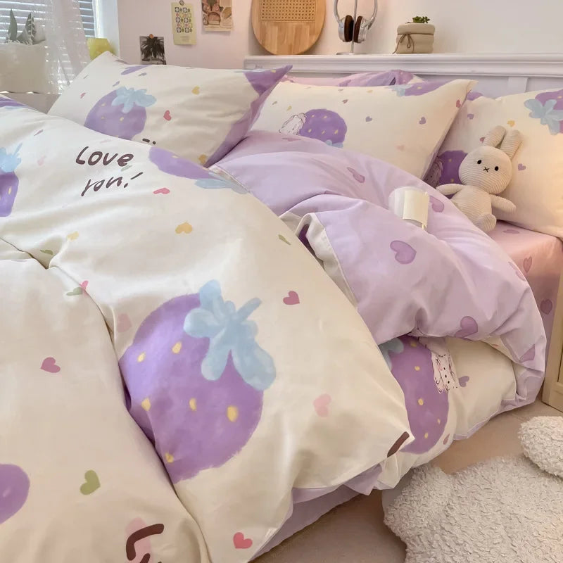 Afralia™ Spring Cotton Printed Duvet Set: Soft, Breathable, Cute Design, Various Sizes