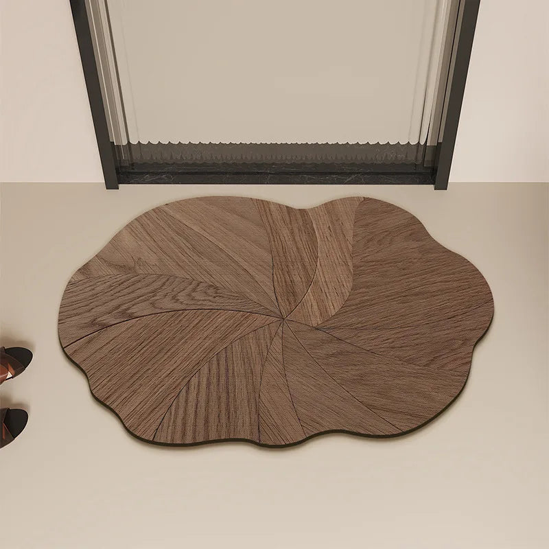 Afralia™ Wood Grain Diatom Bathroom Mat | Non Slip Water Absorbing Floor Rug