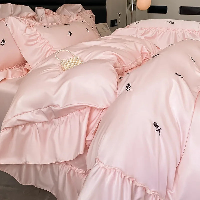 Afralia™ Lace Embroidered Cooling Comforter Cover Set - Silky Cozy Bedding Sets