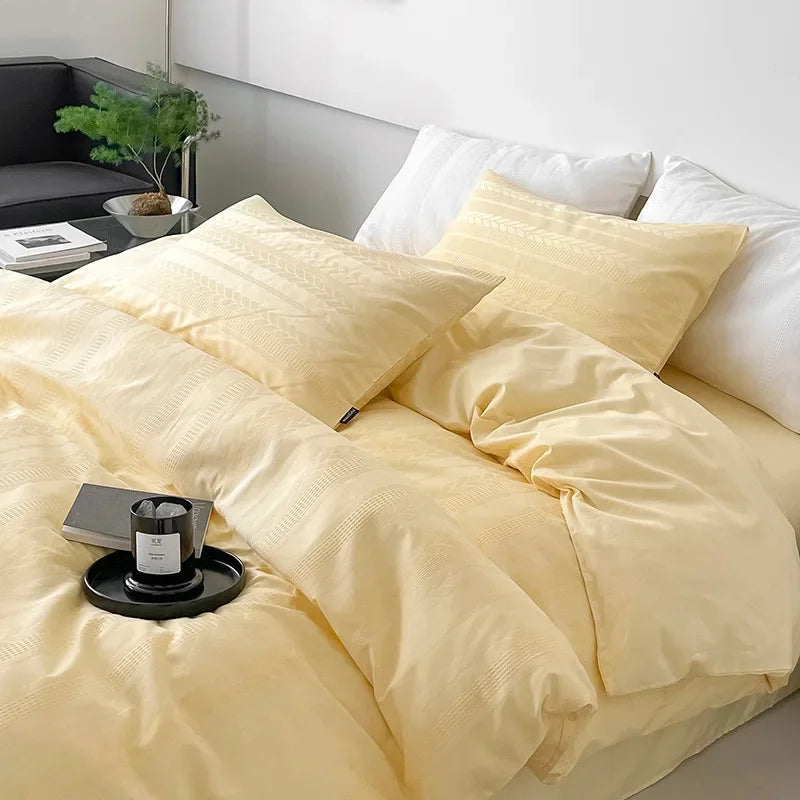 Afralia™ Jacquard Cotton Bedding Set for Queen King Size - Skin Friendly Comforter Cover