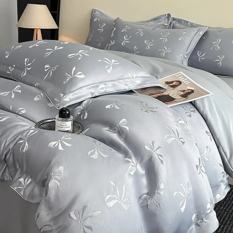 Afralia™ Silky Jacquard Satin Bedding Set for King, Twin, Queen - High-End Soft Bedclothes