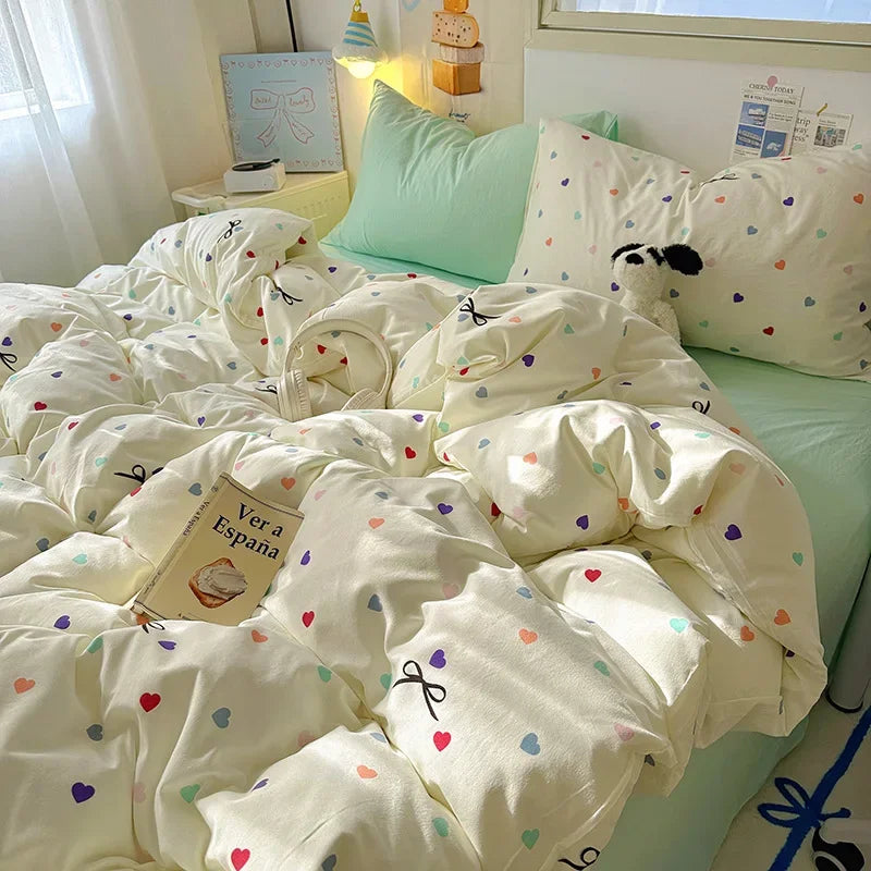 Afralia™ Cartoon Print Quilt Cover Set for King Queen Beds - All Seasons Comfort