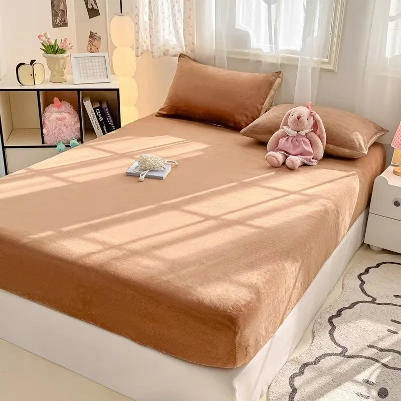 Afralia™ Cozy Milk Velvet Fitted Sheet for Autumn & Winter Mattress Topper