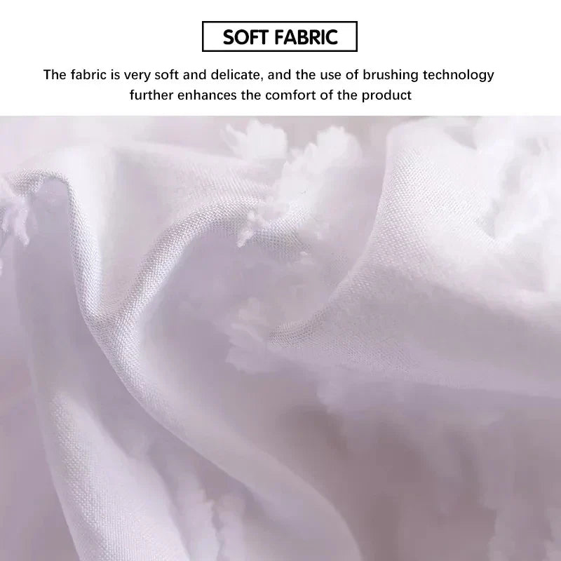 Afralia™ White Nordic Style Cut Flowers Duvet Cover Set for King, Queen, Twin Sizes