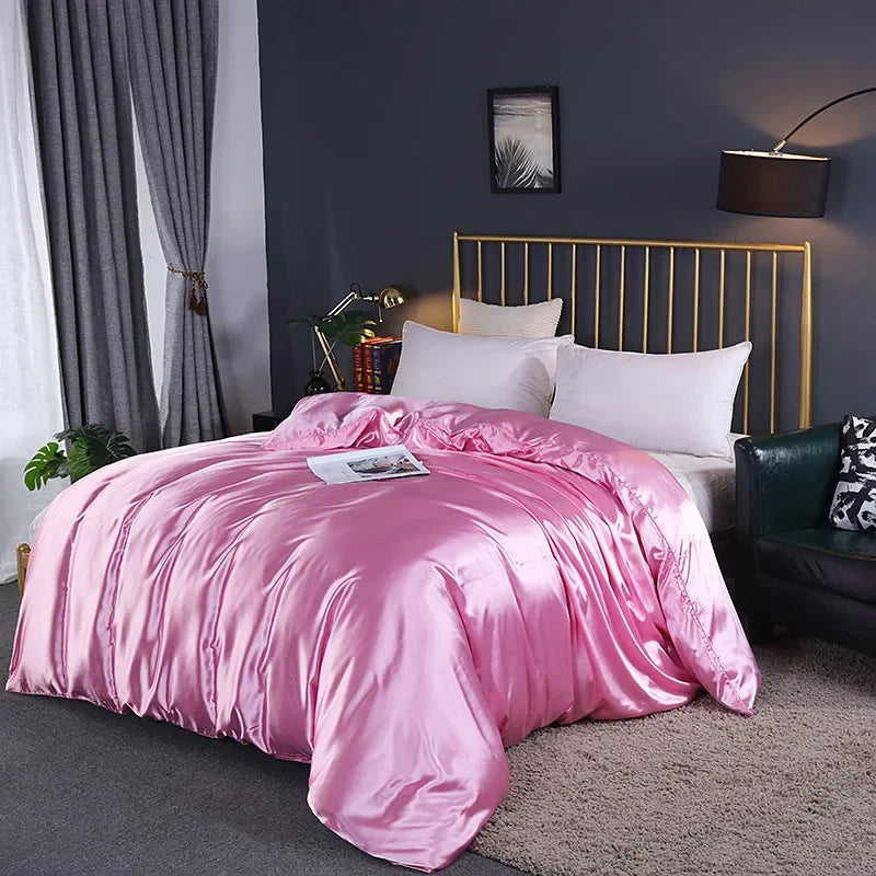 Afralia™ Mulberry Silky Queen Duvet Cover Smooth Luxury Satin King Size Blanket