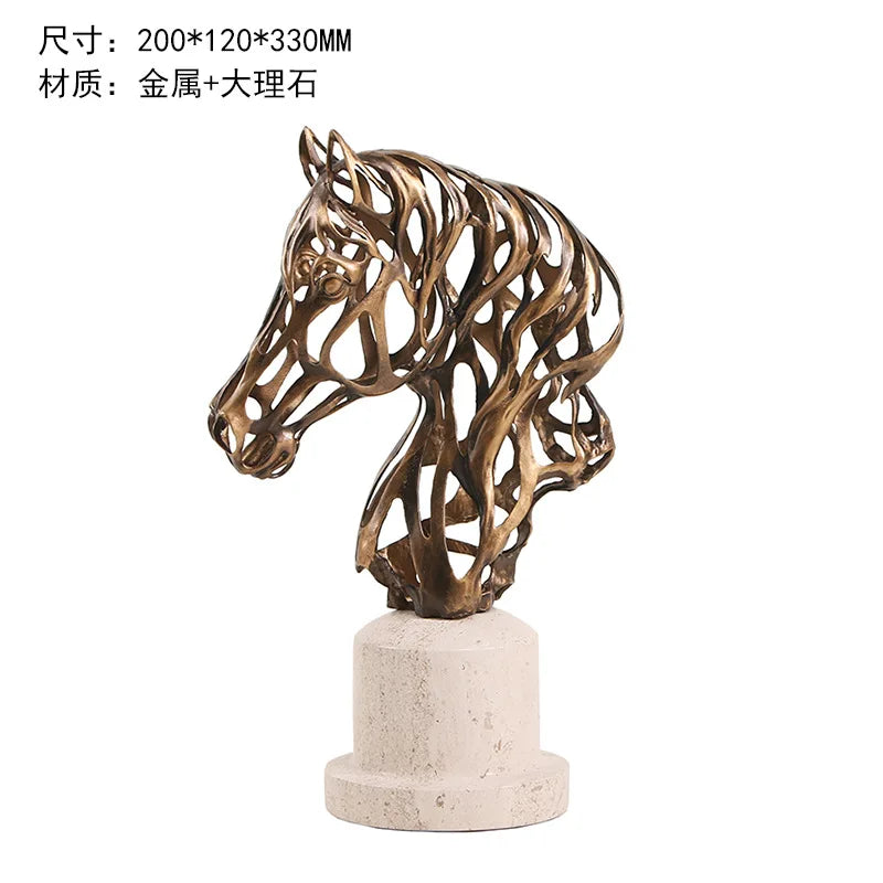 Afralia™ Leopard Metal Horse Decoration for Study Office, Living Room Crafts & Home Decor