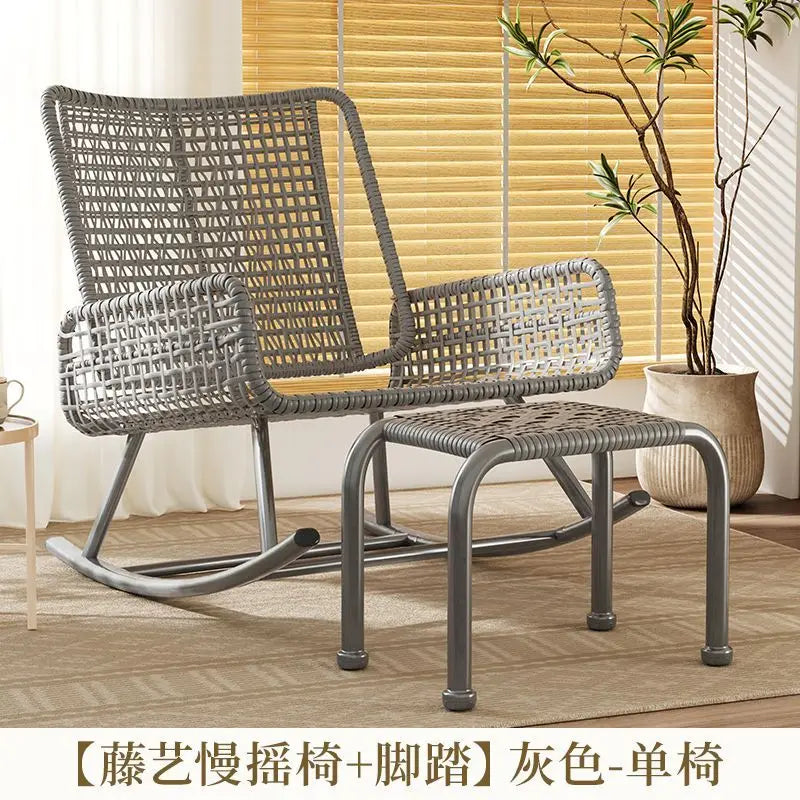 Afralia™ Rattan Rocking Chair: Comfortable Balcony Sofa for Carefree Living
