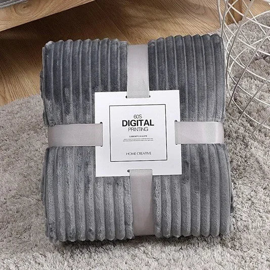 Afralia™ Cozy Striped Flannel Fleece Blanket for Winter - Bedroom Living Room Throw