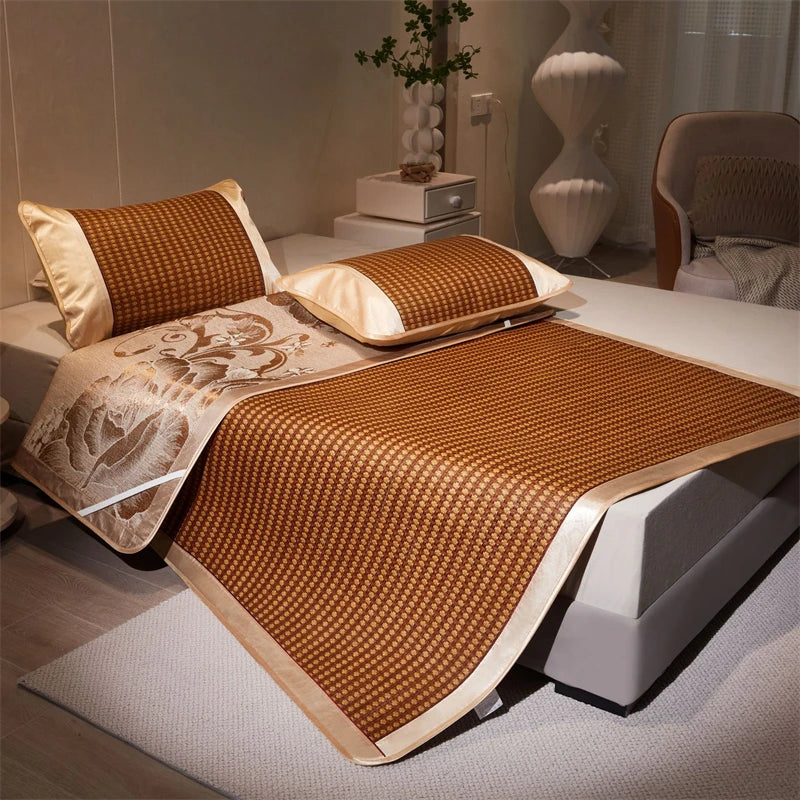 Afralia™ Cooling Rattan Mat & Pillowcase Set - Dual-Sided Thicker Bed Pad for Summer