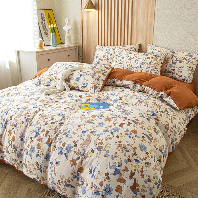 Afralia™ Floral Print Bedding Set - Cozy & Vibrant Quilt Set for Home, Bedroom, Dorm