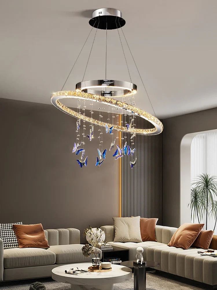 Afralia™ Butterfly Crystal Pendant Chandelier: Modern Luxury for Living, Dining, Bedroom, and Bar