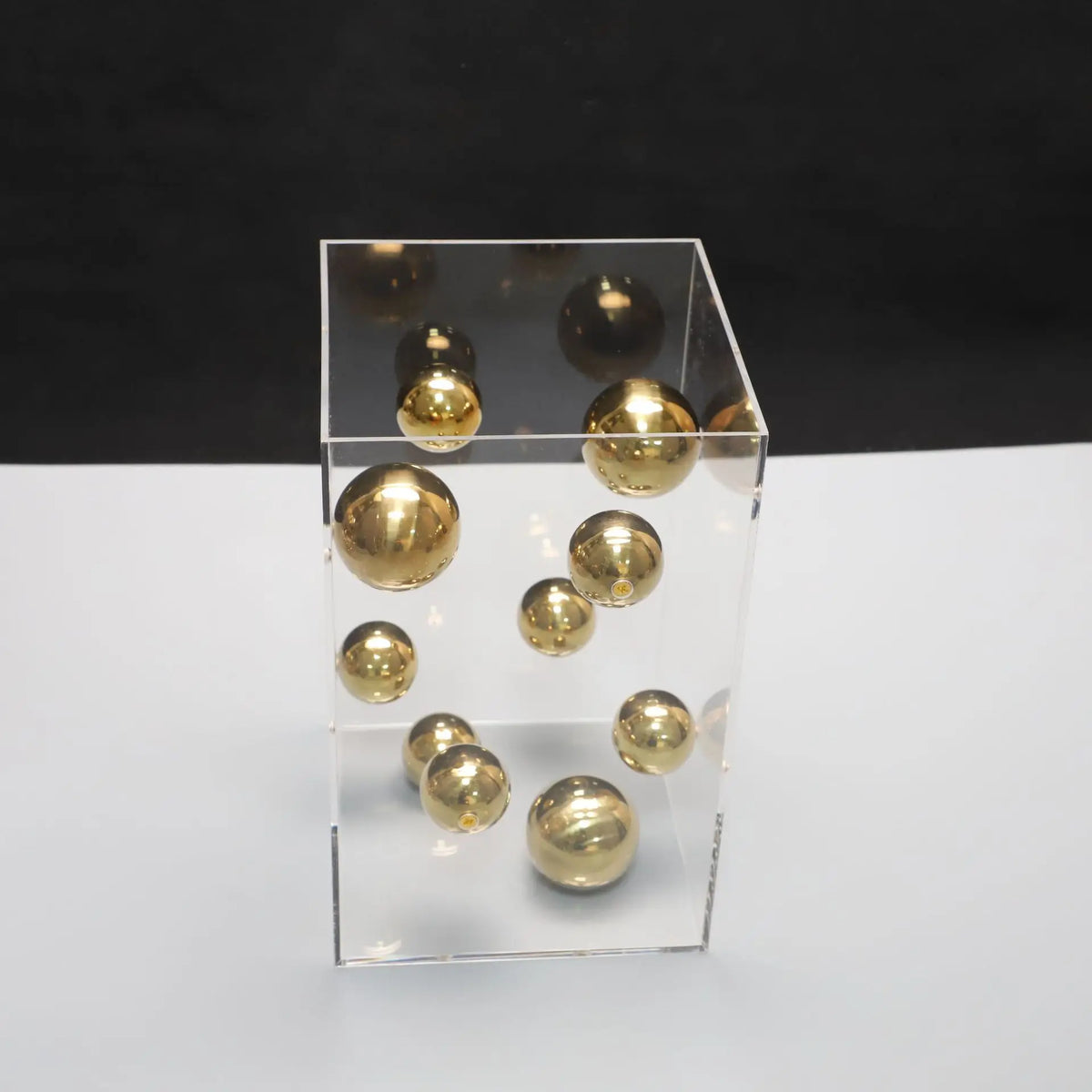 Afralia™ Abstract Metal Ball Artworks in Transparent Acrylic Container Boxes