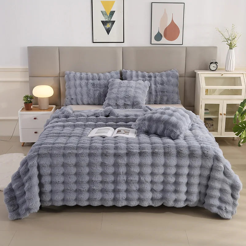 Afralia™ Bubble Rabbit Velvet Blanket: Soft Plush Sofa Cover for All Seasons
