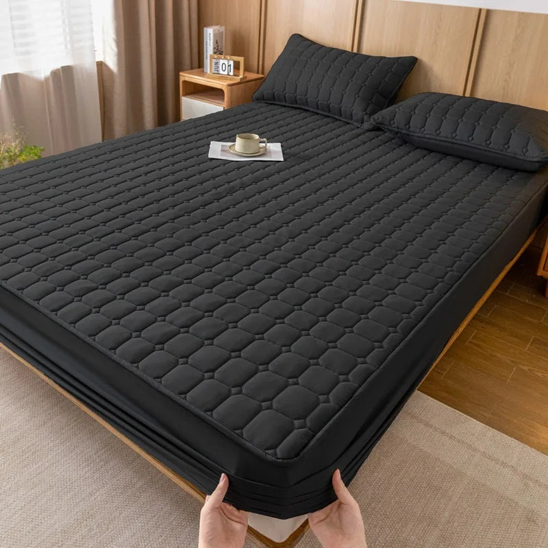 Afralia™ Quilted Fitted Sheet for Cozy & Anti-Slip Protection on Queen & King Beds