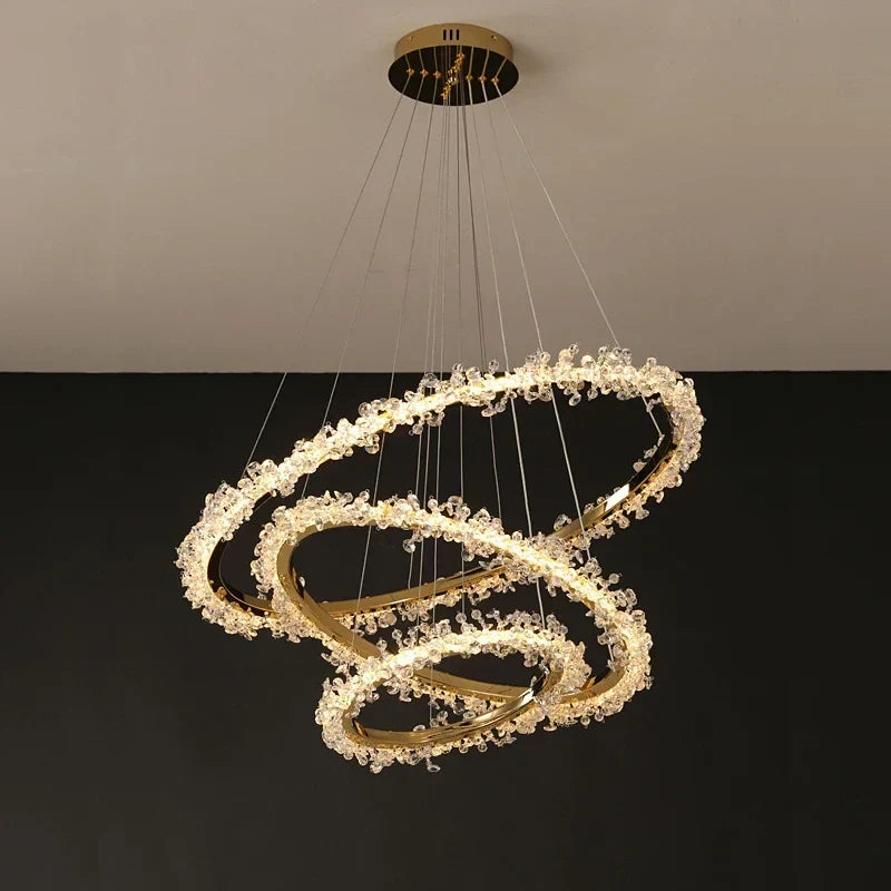 Afralia™ Crystal Ring Pendant Light for Modern Living Room, Dining, Bedroom - French Light Luxury