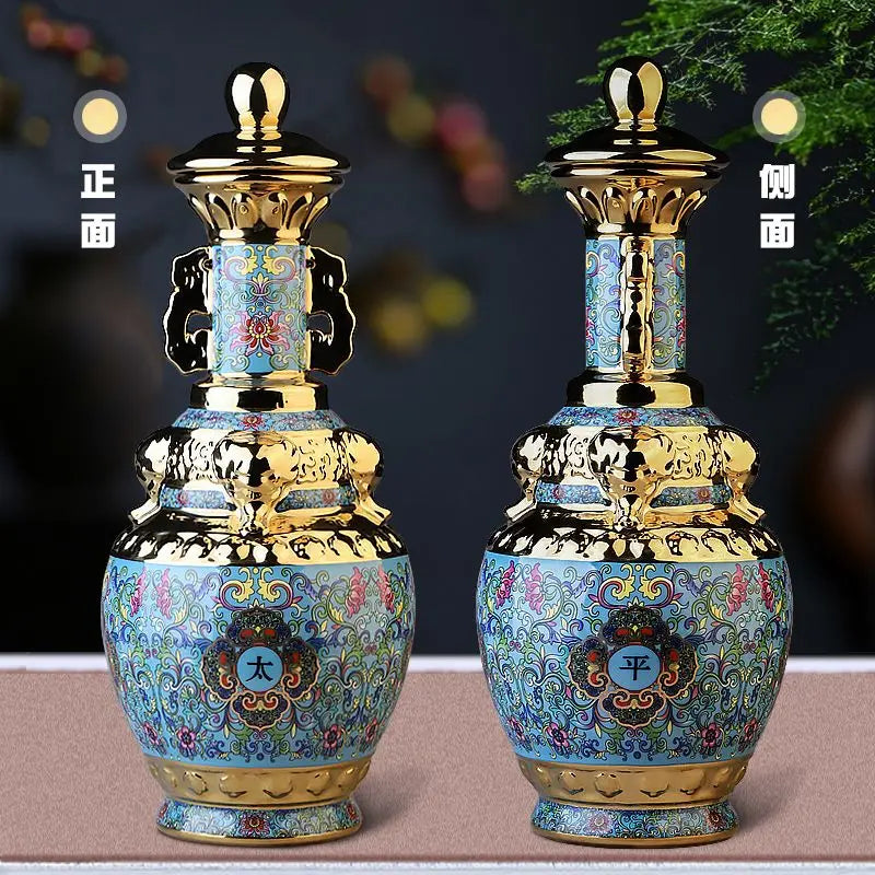 Afralia™ Jingdezhen Ceramic Wine Bottle 5kg High-Grade Sealed Set White Wine Jar