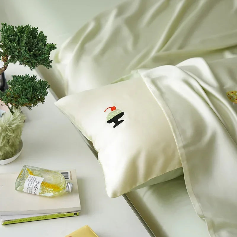 Afralia™ Luxury Embroidery Rayon Bedding Set for Cool Summer Comfort