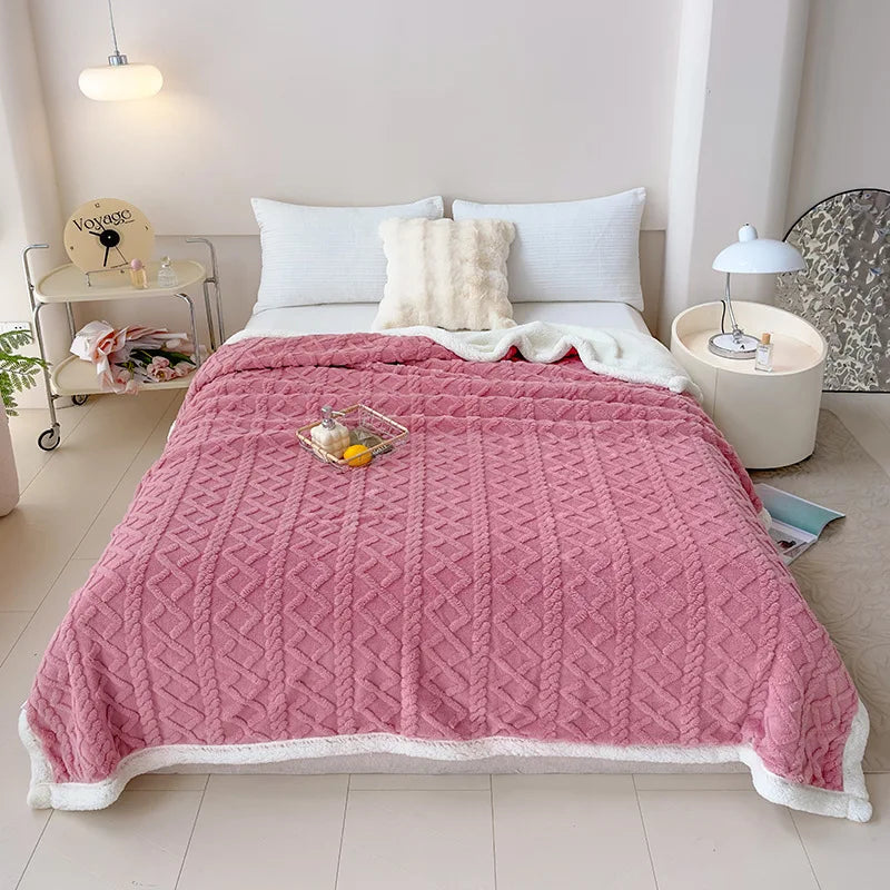 Afralia™ Soft Lamb Wool Blanket for Office Living Room Sofa All Seasons Comfy Cover