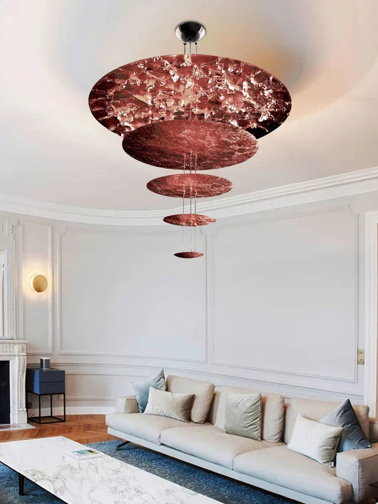 Afralia™ Gold Foil Pendant LED Chandelier, Modern Italian Design for Villas