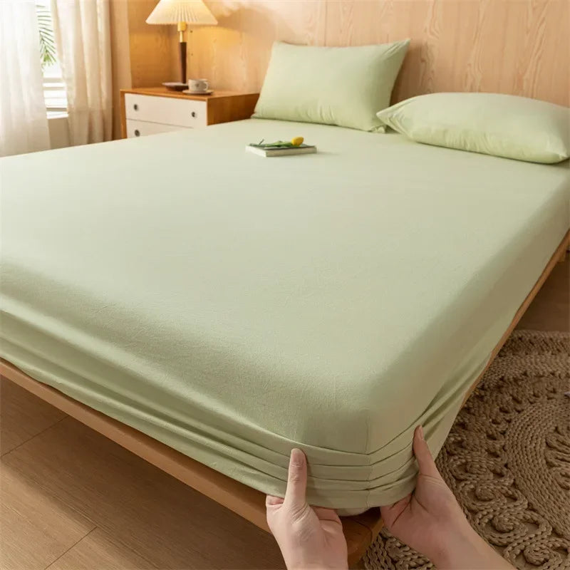 Afralia™ Cotton Fitted Sheet with Elastic Bands for Single Double King Queen Bed